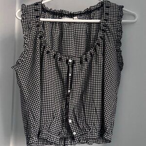 Doen Traveler Top Black and White Gingham